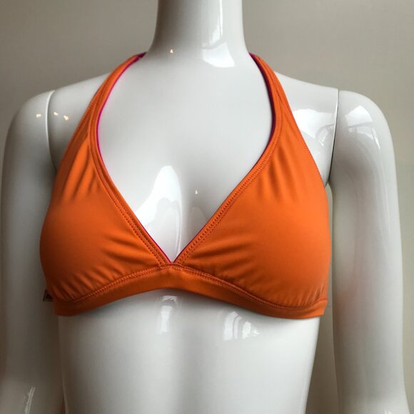 Billabong BLUE CRUSH era Vintage bikini solid Orange & Pink halter heart RARE - Picture 5 of 10